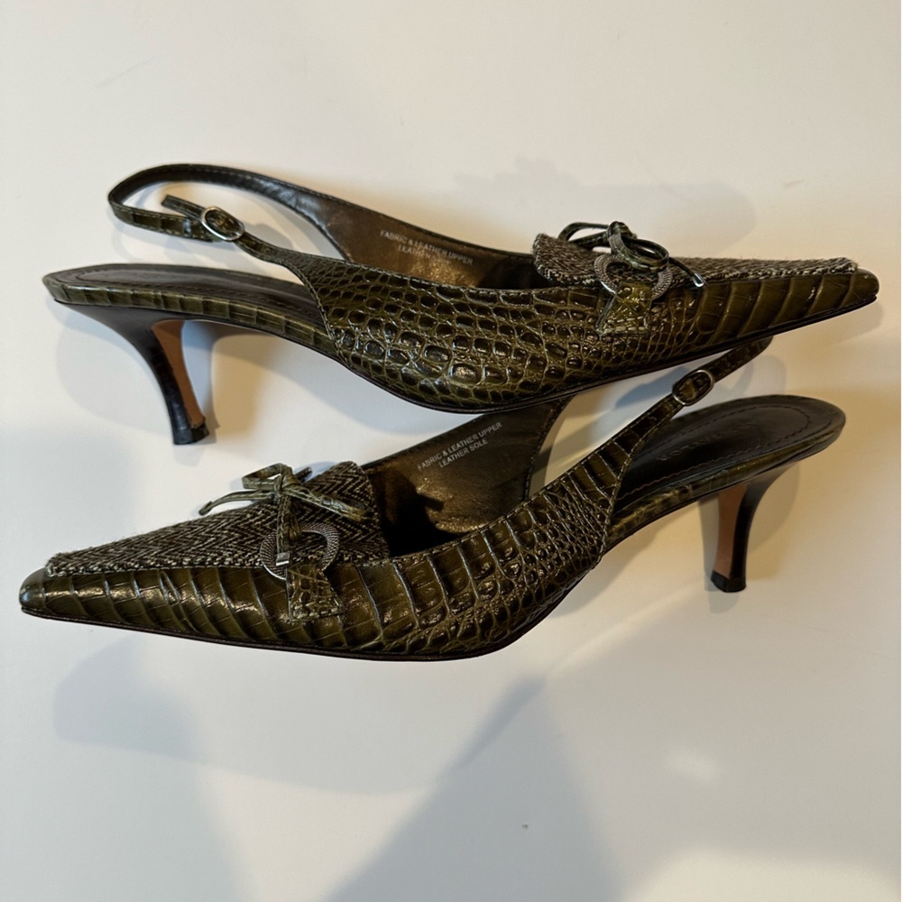 Ann Taylor Women's Snake Skin and Wool Herringbone Heel - Picture 6 of 7